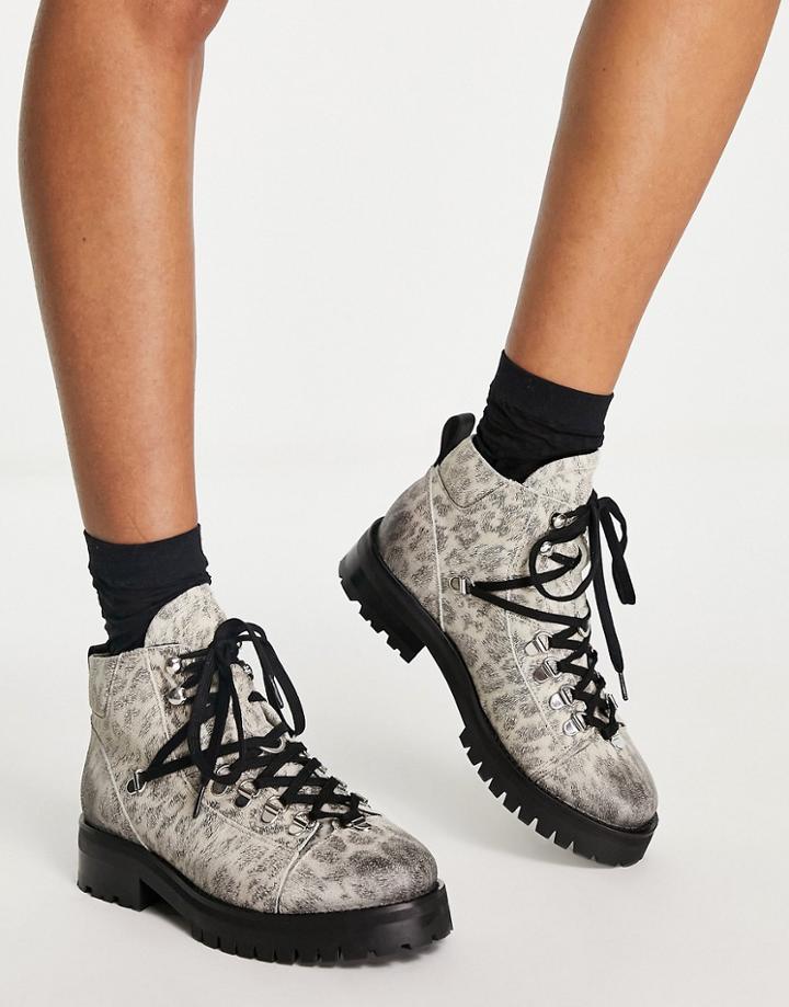 All Saints Lia Chunky Lace-up Ankle Boots In Leopard Suede-multi