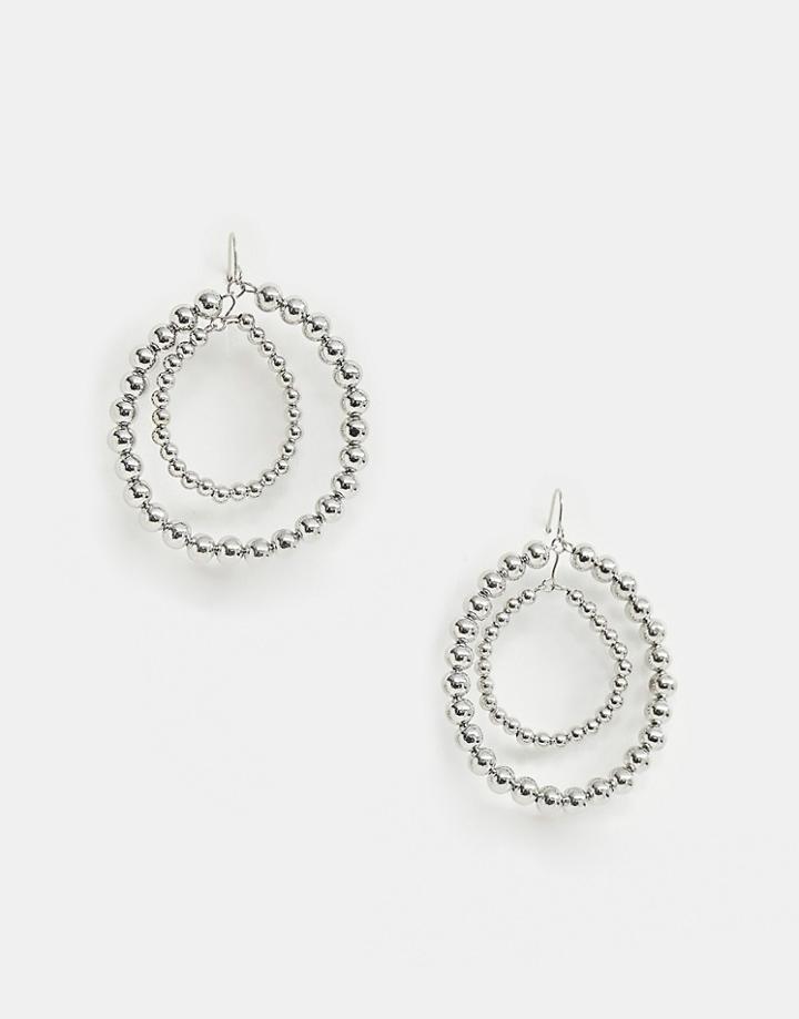 Pieces Delayla Hoop Beaded Earrings - Silver