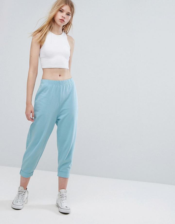Asos 80s Jogger With Roller Hem - Blue