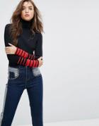 Gigi Hadid Cropped Roll Neck Knit Sweater - Black