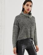 Lipsy Tinsel Cowl Neck Sweater In Black