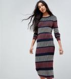 Vero Moda Tall Striped Knitted Dress - Navy