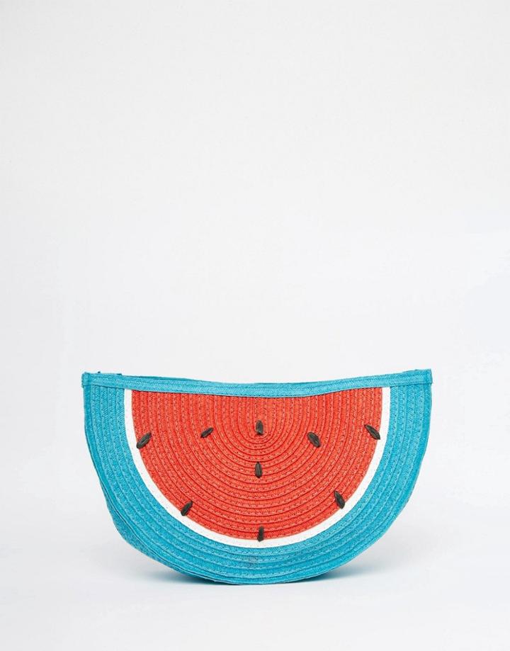South Beach Woven Watermelon Clutch Bag - Watermelon