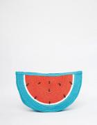 South Beach Woven Watermelon Clutch Bag - Watermelon