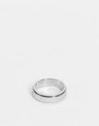 Asos Design Waterproof Stainless Steel Movement Band Ring With Embossed Detail In Silver
