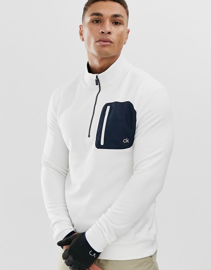 Calvin Klein Golf Voyage Half Zip Sweat In White