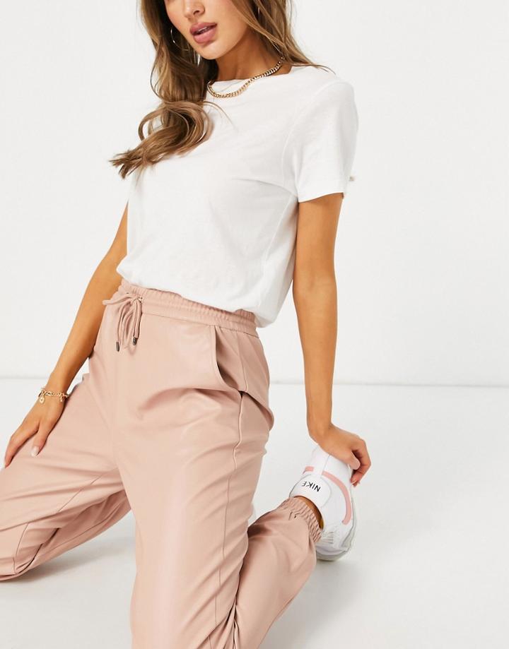 Vero Moda Coated Joggers In Blush-pink