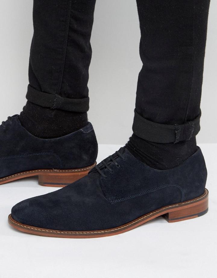 Ted Baker Joehal 2 Derby Shoes In Blue Suede - Blue