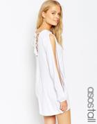 Asos Tall Swing Dress With Split Sleeve And Lace Up Back - Black
