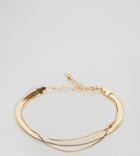 Asos Design Curve Multirow Bracelet With Vintage Style Flat Snake Chain In Gold - Gold