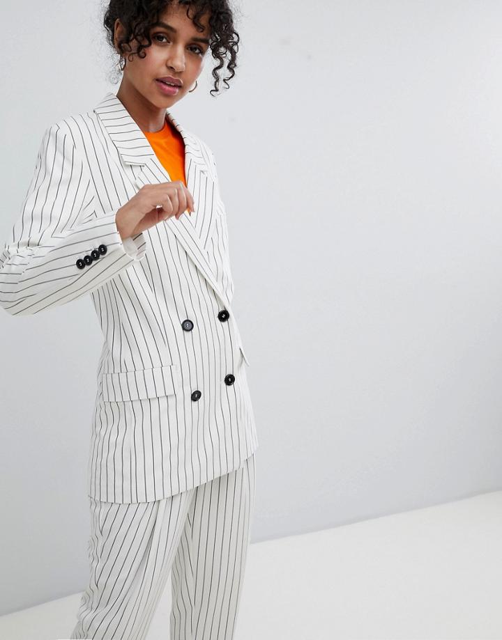 Monki Double Breasted Stripe Blazer - Multi