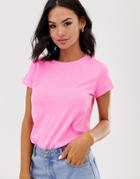 Brave Soul Eleanor Basic T Shirt In Neon - Pink