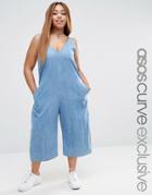 Asos Curve Minimal Denim Jumpsuit - Blue