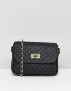 Asos Leather Quilted Lock Cross Body - Black