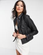 Bolongaro Trevor Fernawa Leather Jacket With Contrast Stick Detail In Black