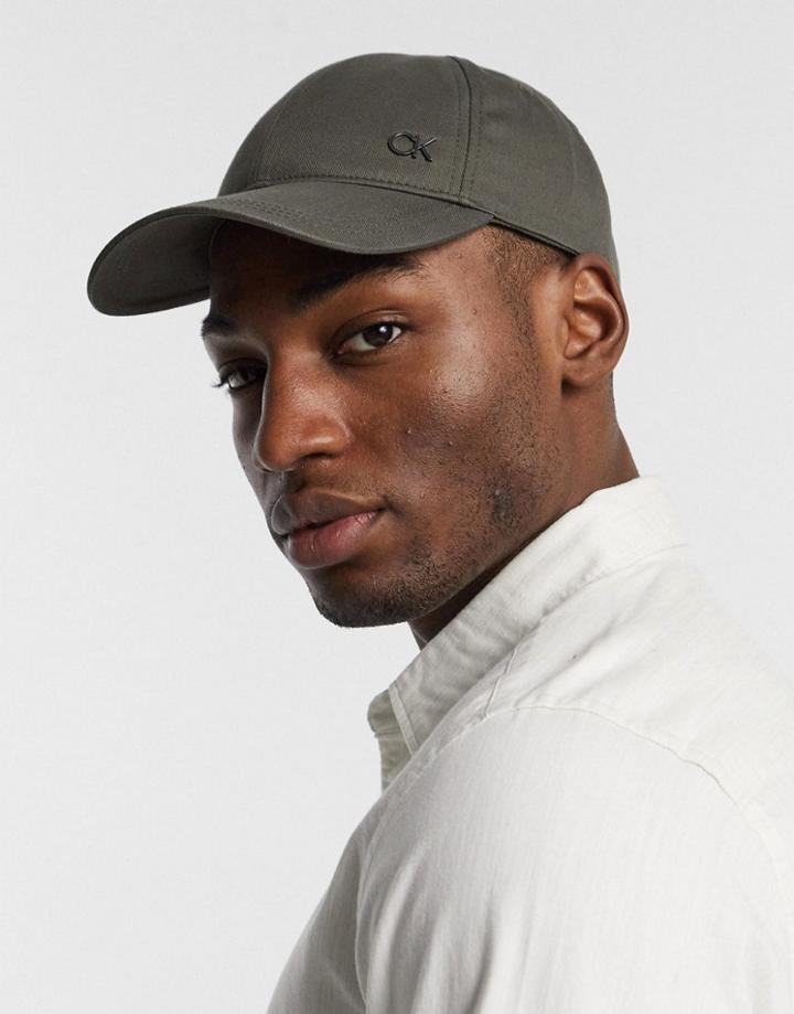 Calvin Klein Baseball Cap In Olive-green