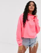Asos Design Oversized Cropped Hoodie In Neon Pink