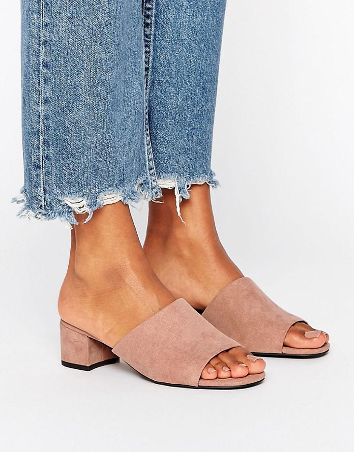 New Look Suedette Heeled Mule - Pink
