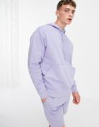 Asos Design Set Oversized Hoodie With Stitch Detail In Lilac-purple