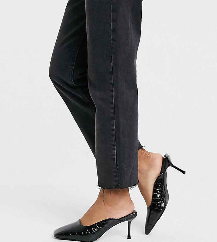 Z Code Z Exclusive Allia Vegan Kitten Heeled Mules In Black Croc