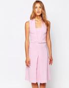 Closet V Front Dress With Belt And Front Pleat - Pink