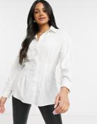 Qed London Cinched Waist Shirt In White