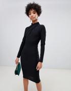 River Island Bodycon Dress With Twist Front Neckline In Black