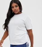 Asos Design Curve T-shirt With Ruched Side - White