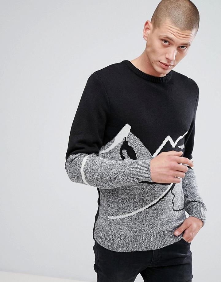 Bellfield Mountain Scene Sweater - Black