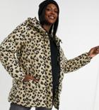 Pieces Maternity Padded Coat With Belted Waist In Leopard-multi