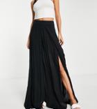 Asos Design Tall Double Split Beach Sarong Skirt-black