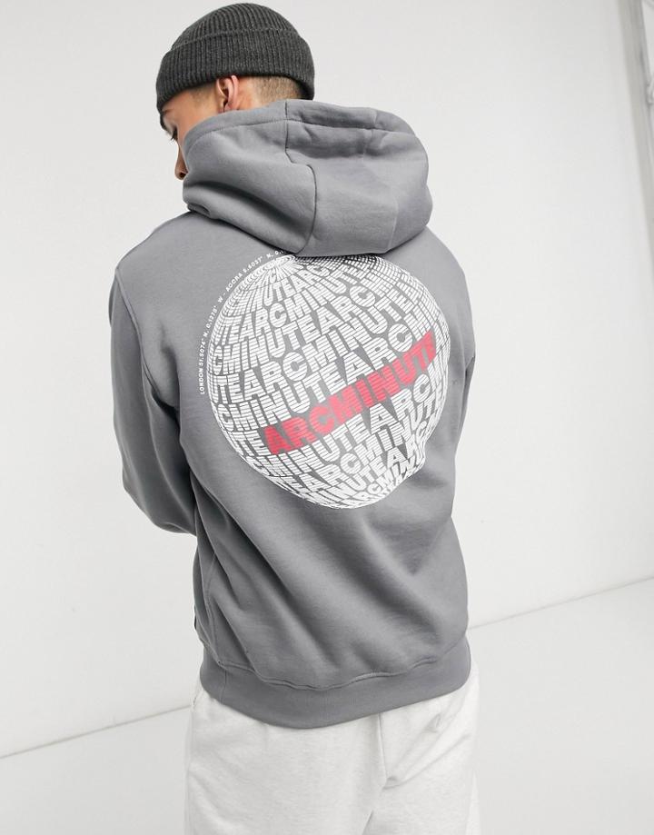 Arcminute Hoodie With Back Print In Gray-white