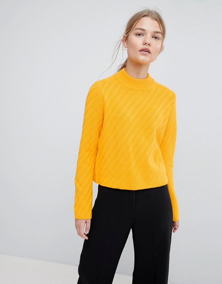 Selected Knitted High Neck Sweater - Yellow