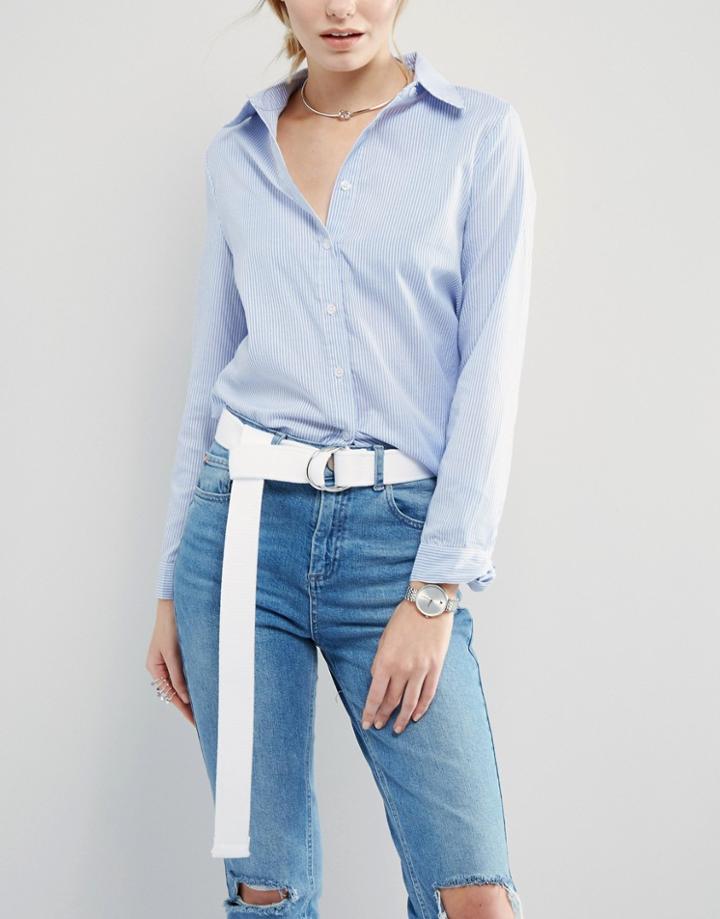 Asos D Ring Webbing Belt - White