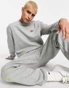 Nike Essential Fleece Multi Logo Crew Neck Sweatshirt In Gray-grey