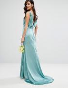 Jarlo Cowl Front Maxi Dress With Fishtail And Button Up Back - Green