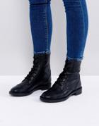 Asos Anywhere Leather Lace Up Boots - Black