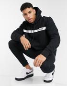 Calvin Klein Logo Contrast Chest Stripe Hoodie In Black