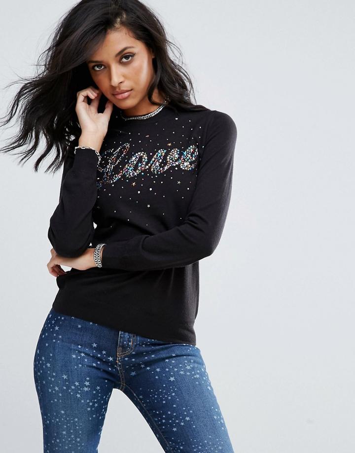 Love Moschino Gliteratti Wool Mix Sweater - Black