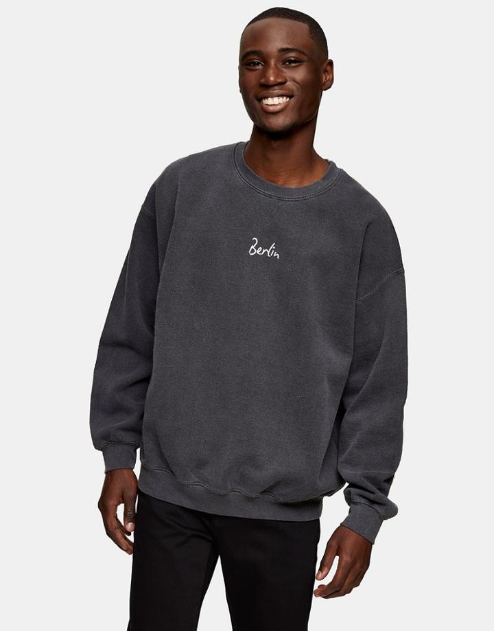 Topman Berlin Print Sweatshirt In Black