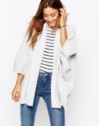 Asos Fine Cardigan In Cut About Ribs - Gray
