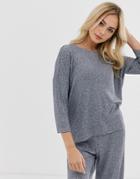 Jdy Oversized Rib Knitted Top Co- Ord In Gray