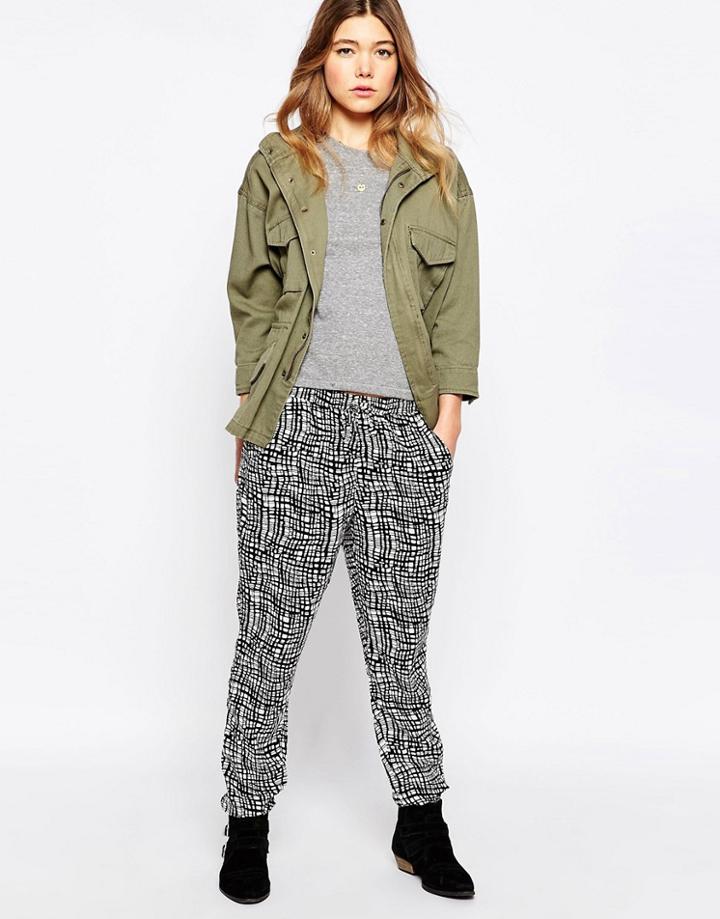 Only Printed Slim Fit Pant - Black