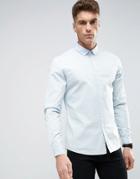 Asos Slim Twill Shirt In Blue - Blue