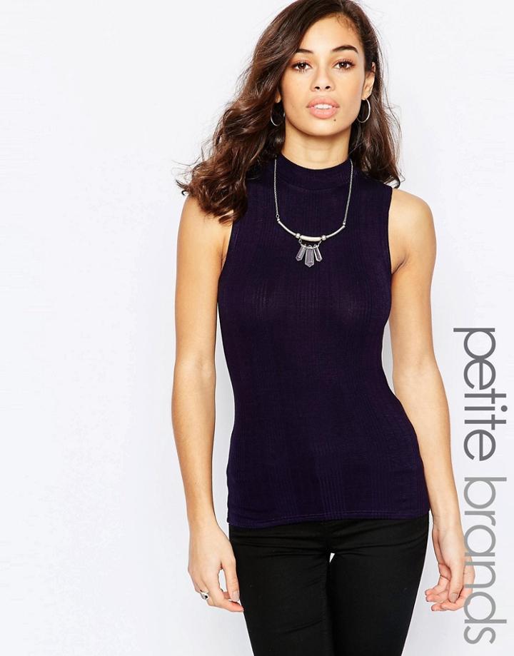 New Look Petite Sleeveless Turtleneck - Navy