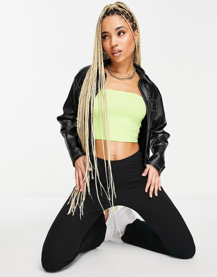 Asos Design Ultimate Crop Bandeau Top In Lime-green