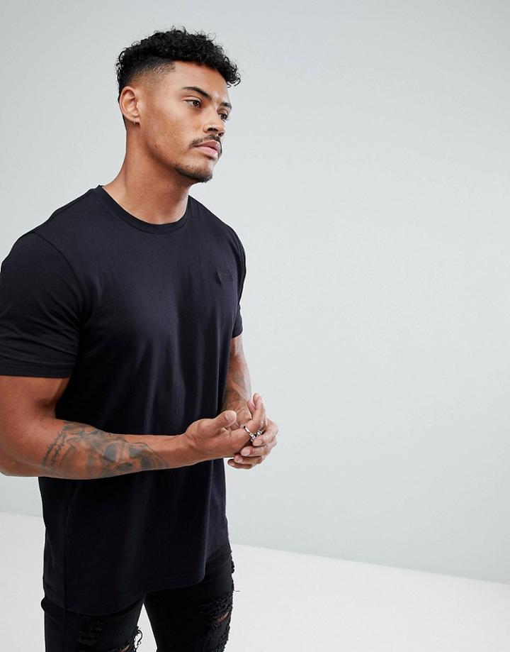 Hugo Crew Neck Logo T-shirt In Black - Black