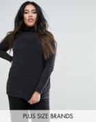 Junarose Plus Sweater With High Neck - Gray