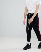 Mennace Skinny Sweatpants With Side Velvet Stripe-black