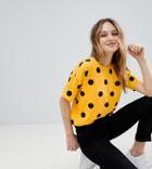 Asos Tall T-shirt With Polka Dot - Yellow